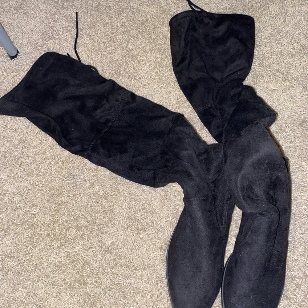 Black thigh high boots